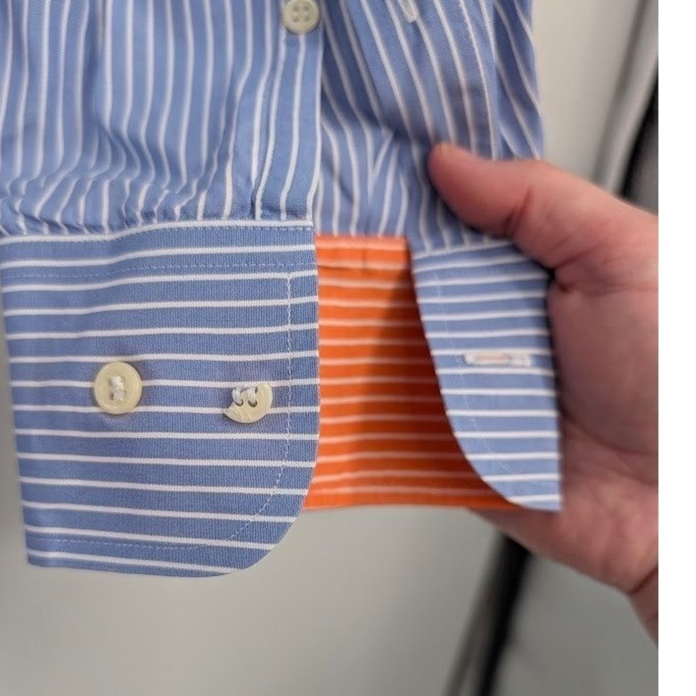 J. McLaughlin Flip Cup Classic Fit Button Front Shirt Stripe Multicolor Men L - Picture 6 of 6